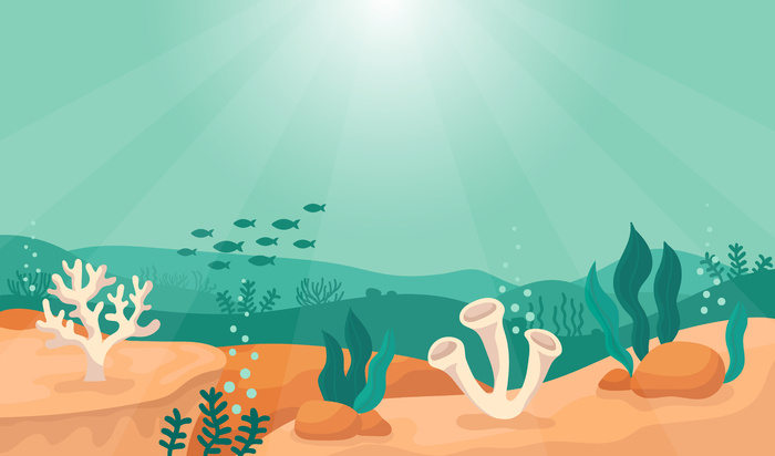 阳光下的卡通海底