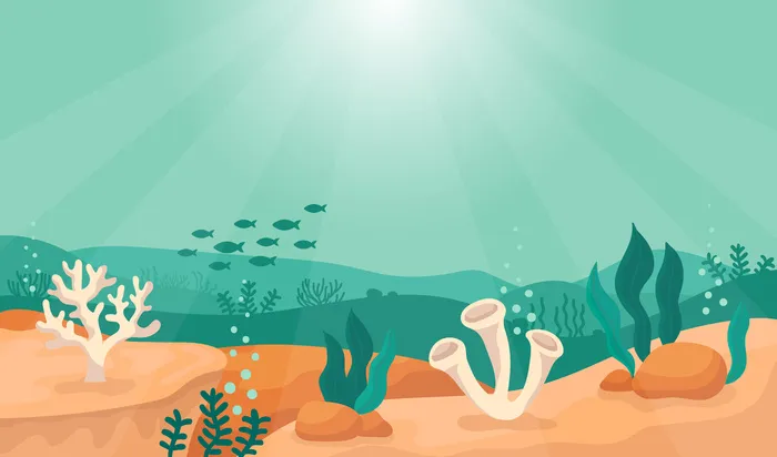 阳光下的卡通海底eps,ai矢量模版下载