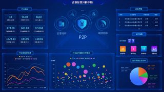 深色科技感酷炫可视化数据大屏仪表盘驾驶舱UI界面PSD模板素材