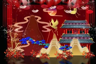 红色中式传统婚礼迎宾区效果图