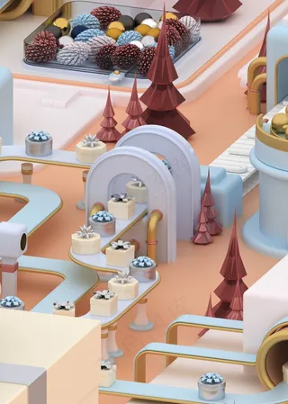 圣诞节3D建模礼品工厂