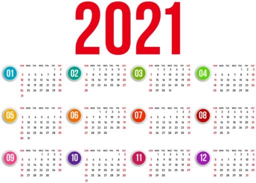 2021 年日历 PNG免抠(600x429)