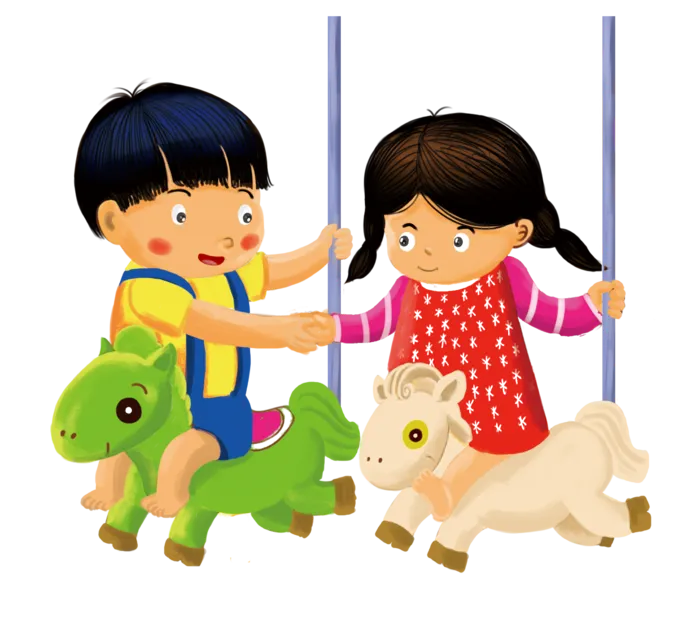 木马玩具剪贴画儿童节幼儿园插画