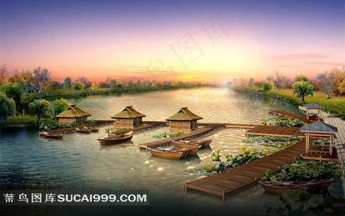 未来中国河边建筑效果图