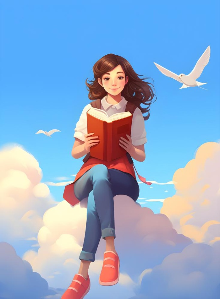 学习书籍天空云朵儿童背景