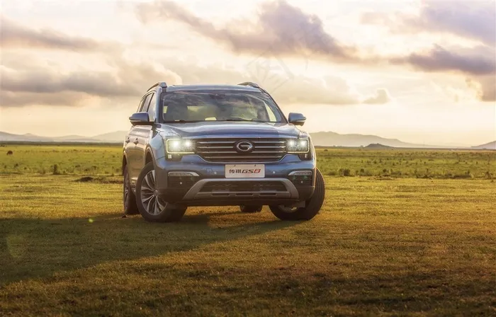 黄昏草原上的广汽传祺GS8