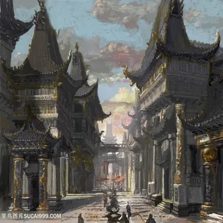 厚涂水彩中国风CG原画绘画图片