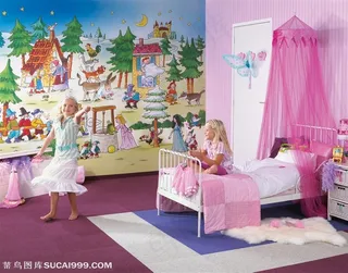 儿童室内设计 儿童卧室金发外国小女孩