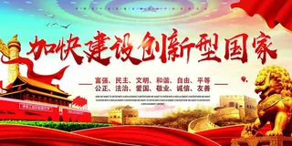 大气党建加快建设创新型国家双面展板2