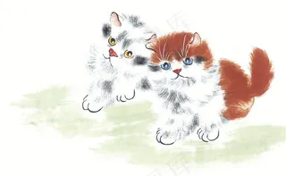 水墨猫设计素材