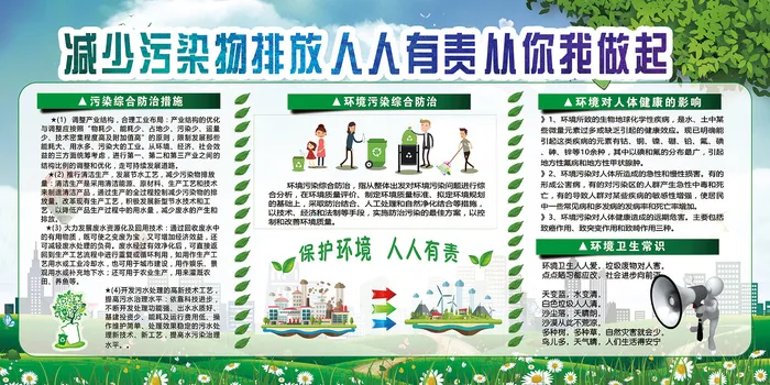 减少污染排放推进生态文明建设环保宣传海报展板psd模版下载