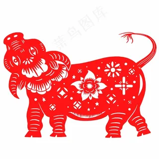 牛剪纸 剪纸风元素