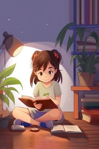 学生在书桌开灯读书复习海报素材背景