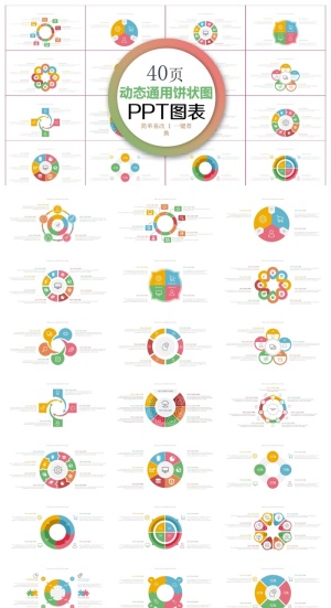 多彩动态商务通用饼状图PPT图表合集