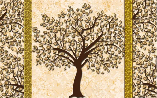 简笔画山水花鸟发财树墙纸壁画梅花丹顶鹤高山流水客厅卧室走廊装饰画玄关