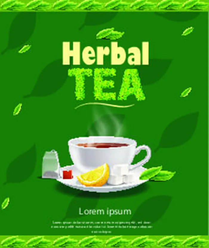 绿茶茶杯绿色海报ai矢量模版下载