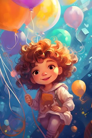 儿童孩子玩耍气球乐园聚会插画海报素材背景