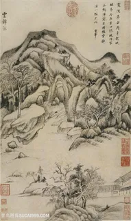 董其昌仿古山水册云锦淙图国画图片 董其昌仿古山水册云锦淙图国画图片