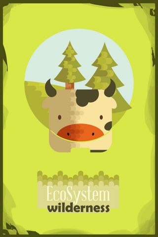 自然风景动物植物扁平矢量插画