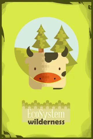 自然风景动物植物扁平矢量插画