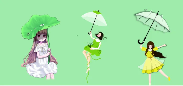 打伞的女孩cdr矢量模版下载