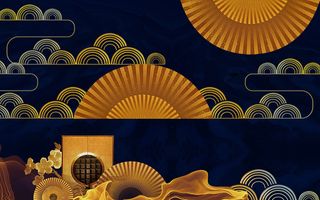 中国风古风国潮祥云旭日背景