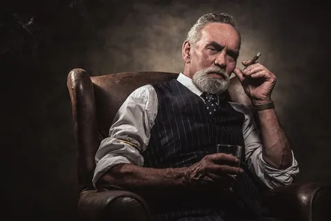 坐沙发上抽烟的老男人 坐沙发上抽烟的老男人
