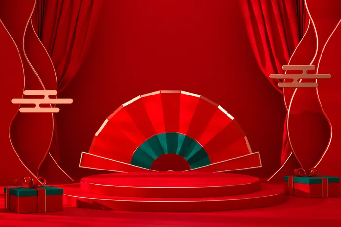 中国风古典喜庆C4D背景图3D国潮场景促销活动海报PSD设计素材模板psd模版下载