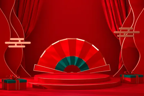 中国风古典喜庆C4D背景图3D国潮场景促销活动海报PSD设计素材模板 中国风古典喜庆C4D背景图3D国潮场景促销活动海报PSD设计素材模板