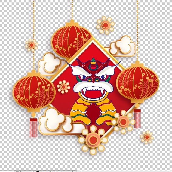 设计祝贺新年舞狮背景psd模版下载