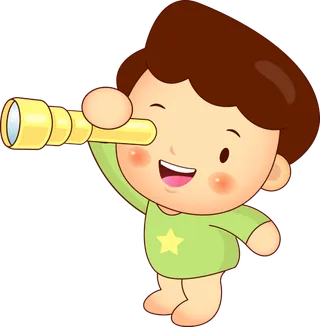 望眼镜 卡通 男孩