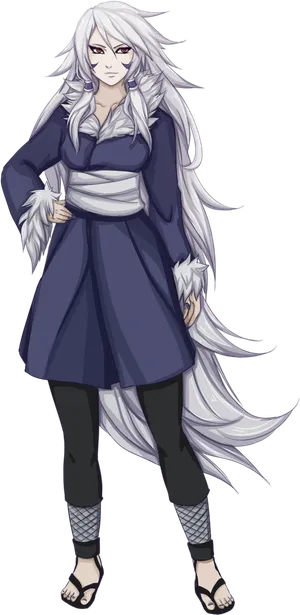 蓝色人物卡通长发