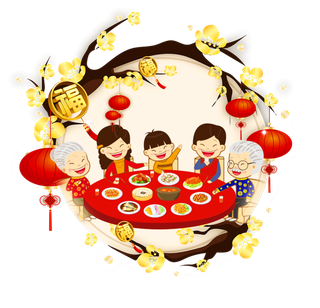 节日一家人吃饭素材