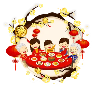 节日一家人吃饭素材