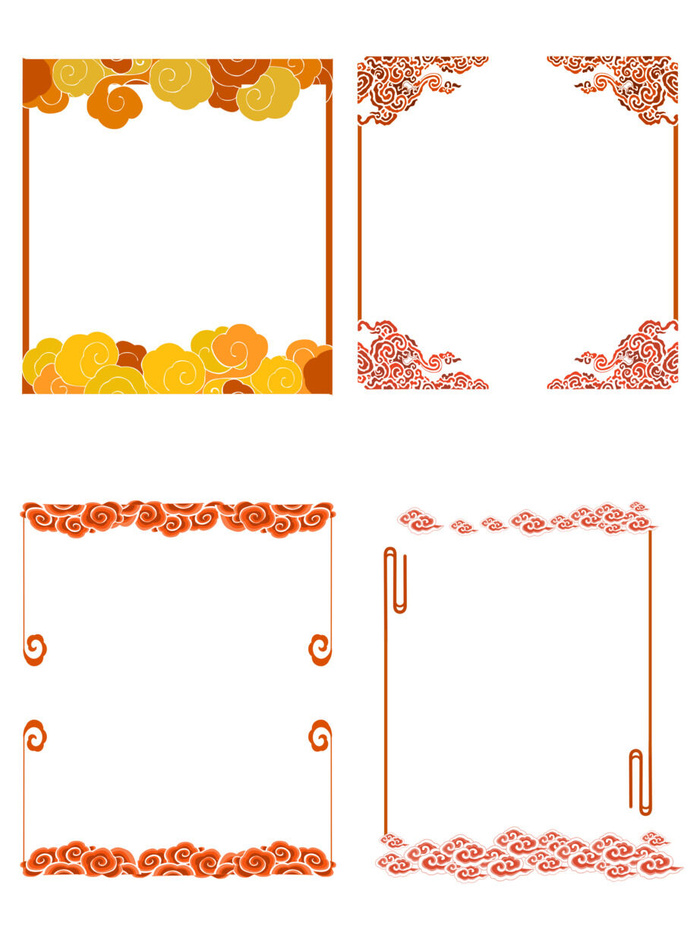 中国风古风国潮纹理图案装饰边框标题框文本框横幅模板