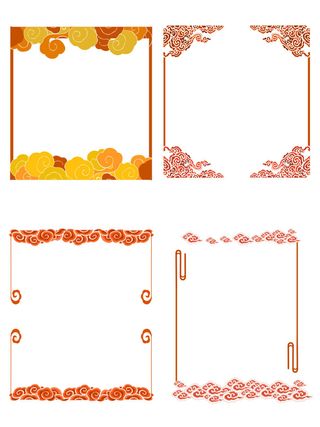 中国风古风国潮纹理图案装饰边框标题框文本框横幅模板