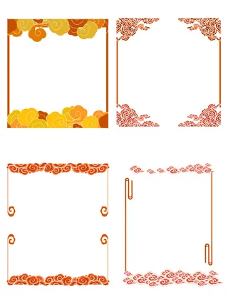 中国风古风国潮纹理图案装饰边框标题框文本框横幅模板