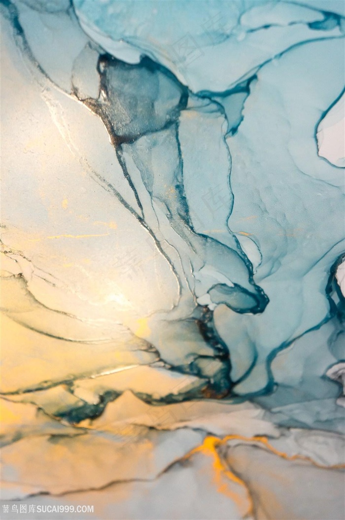 黄蓝渐变水纹水彩晕染背景图片