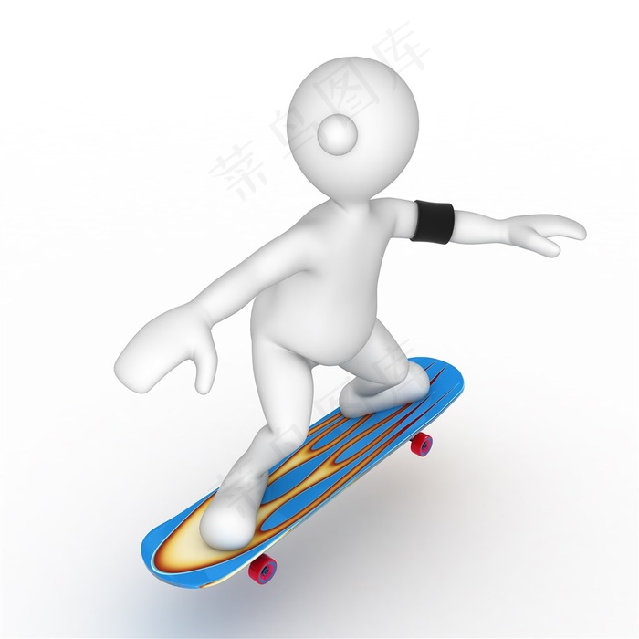 3D白色小人滑板