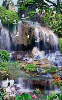 流水生财山水风景玄关