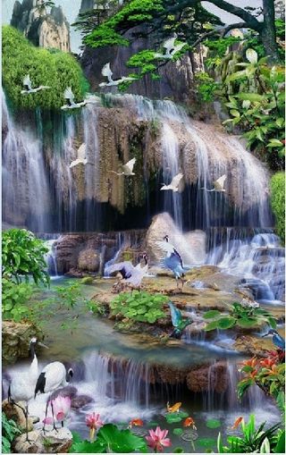 流水生财山水风景玄关