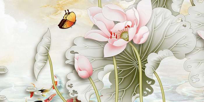 中国风传统水墨古风古典展板边框工笔画PS海报背景平面设计素材psd模版下载