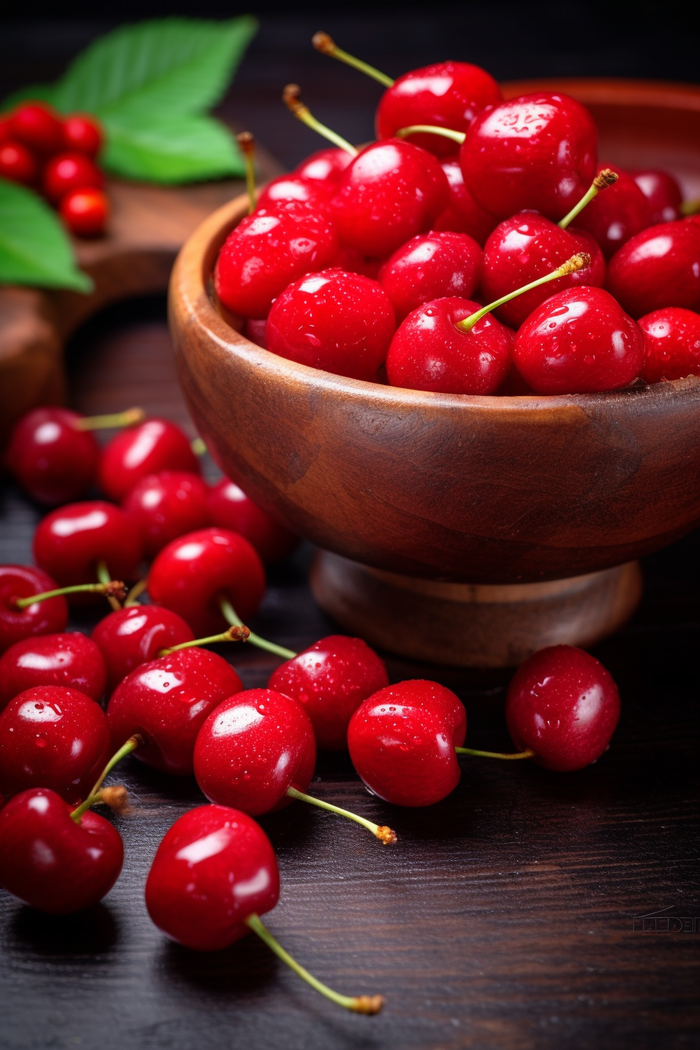 碗装车厘子樱桃水果摄影图