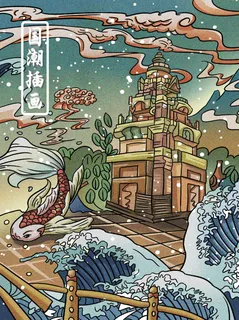 冬至插画国潮风格节气海报 冬至插画国潮风格节气海报