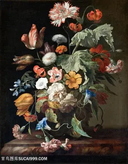 鲜艳花卉油画图片