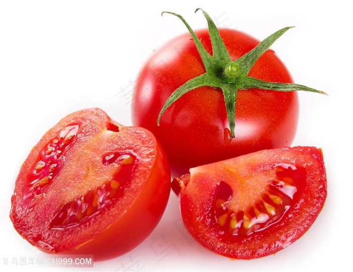 成熟的新鲜番茄特写高清图片