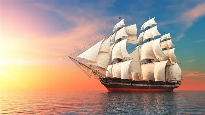 天空大海与帆船