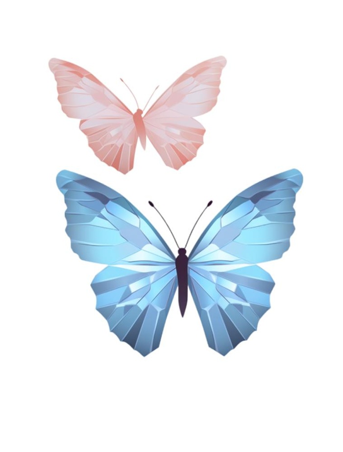 蝴蝶蓝色插画元素
