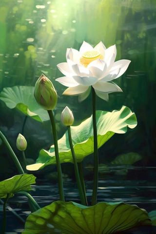 绿色简约荷花摄影背景图