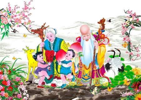 水墨山水老人背景